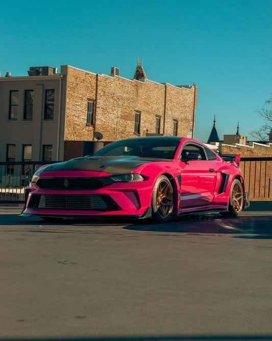 Ford Mustang Ecoboost V6 GT S550.1 2015 2016 2017 & Mustang Ecoboost V6 GT March1 Bullitt S550.2 2018 2019 2020 2021 2022 2023 with Aftermarket Parts - " DAWN & DUSK " Widebody Fender Flares Wheel Arches & Side Skirts Carbon Fiber / FRP from Robot Craftsman