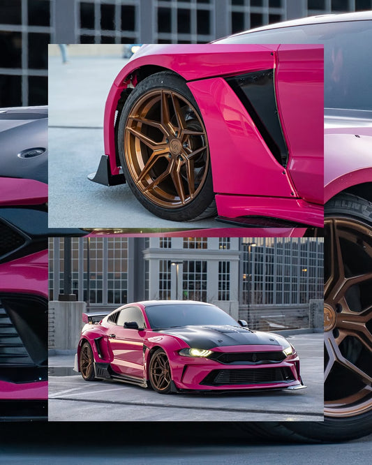 Ford Mustang Ecoboost V6 GT S550.1 2015 2016 2017 & Mustang Ecoboost V6 GT March1 Bullitt S550.2 2018 2019 2020 2021 2022 2023 with Aftermarket Parts - " DAWN & DUSK " Widebody Fender Flares Wheel Arches & Side Skirts Carbon Fiber / FRP from Robot Craftsman