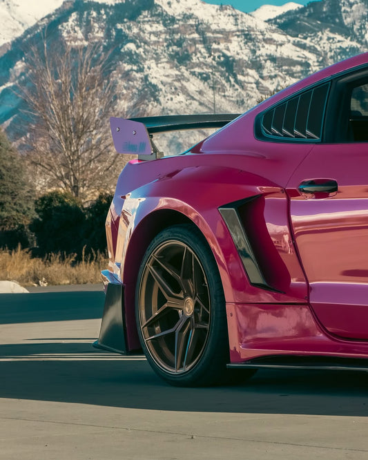 Ford Mustang Ecoboost V6 GT S550.1 2015 2016 2017 & Mustang Ecoboost V6 GT March1 Bullitt S550.2 2018 2019 2020 2021 2022 2023 with Aftermarket Parts - " DAWN & DUSK " Widebody Fender Flares Wheel Arches & Side Skirts Carbon Fiber / FRP from Robot Craftsman