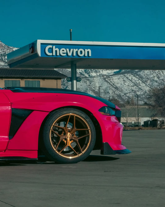 Ford Mustang Ecoboost V6 GT S550.1 2015 2016 2017 & Mustang Ecoboost V6 GT March1 Bullitt S550.2 2018 2019 2020 2021 2022 2023 with Aftermarket Parts - " DAWN & DUSK " Widebody Fender Flares Wheel Arches & Side Skirts Carbon Fiber / FRP from Robot Craftsman