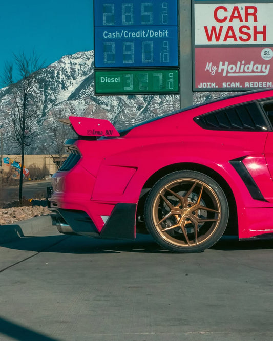 Ford Mustang Ecoboost V6 GT S550.1 2015 2016 2017 & Mustang Ecoboost V6 GT March1 Bullitt S550.2 2018 2019 2020 2021 2022 2023 with Aftermarket Parts - " DAWN & DUSK " Widebody Fender Flares Wheel Arches & Side Skirts Carbon Fiber / FRP from Robot Craftsman