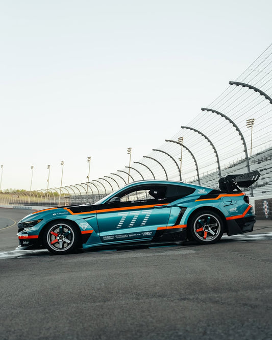 Ford Mustang Ecoboost V6 GT March1 Bullitt S550.1 S550.2 2015 2016 2017 2018 2019 2020 2021 2022 2023 with Aftermarket Parts - DAWN & DUSK Rear Bumper & Diffuser & Exhaust Tip Trim Carbon Fiber / FRP from Robot Craftsman