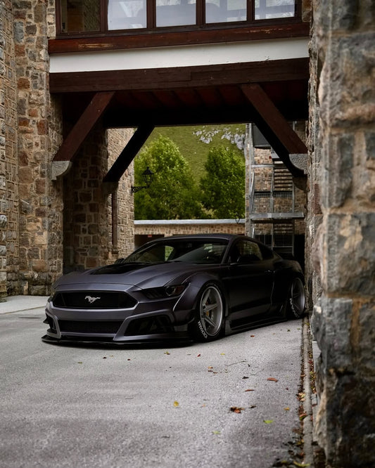 Ford Mustang Ecoboost V6 GT S550.1 2015 2016 2017 & Mustang Ecoboost V6 GT March1 Bullitt S550.2 2018 2019 2020 2021 2022 2023 with Aftermarket Parts - "STORM" Widebody Fender Flares Wheel Arches & Side Skirts Carbon Fiber / FRP from Robot Craftsman
