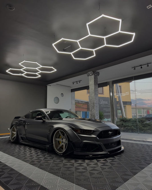Ford Mustang Ecoboost V6 GT S550.1 2015 2016 2017 & Mustang Ecoboost V6 GT March1 Bullitt S550.2 2018 2019 2020 2021 2022 2023 with Aftermarket Parts - "STORM" Widebody Fender Flares Wheel Arches & Side Skirts Carbon Fiber / FRP from Robot Craftsman