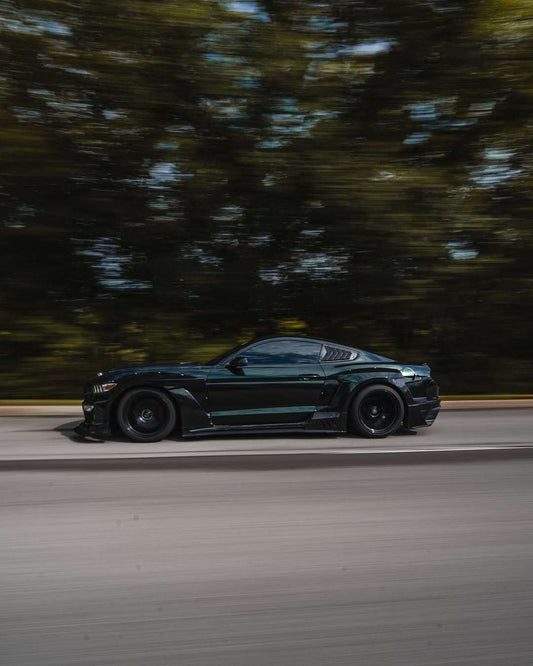 Ford Mustang Ecoboost V6 GT 2015 2016 2017 & Mustang Ecoboost V6 GT S550.1 2015 2016 2017 & Mustang Ecoboost V6 GT March1 Bullitt S550.2 2018 2019 2020 2021 2022 2023 with Aftermarket Parts - DUSK Front Bumper & Lip (Badge included) & Replacement Front Lip Only Carbon Fiber / FRP from Robot Craftsman