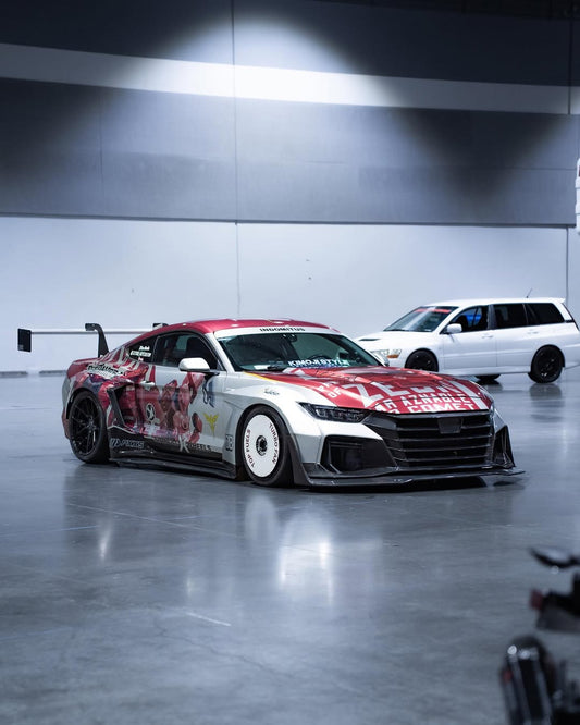 Ford Mustang Ecoboost V6 GT 5.0 S550.1 2015 2016 2017 with Aftermarket Parts - "DAWN" Front Bumper & Lip (Badge included) Carbon Fiber / FRP from Robot Craftsman