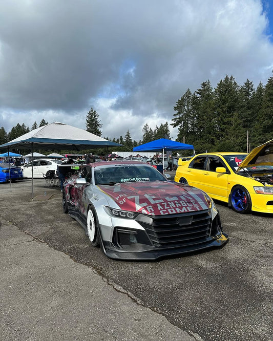 Ford Mustang Ecoboost V6 GT 5.0 S550.1 2015 2016 2017 with Aftermarket Parts - "DAWN" Front Bumper & Lip (Badge included) Carbon Fiber / FRP from Robot Craftsman