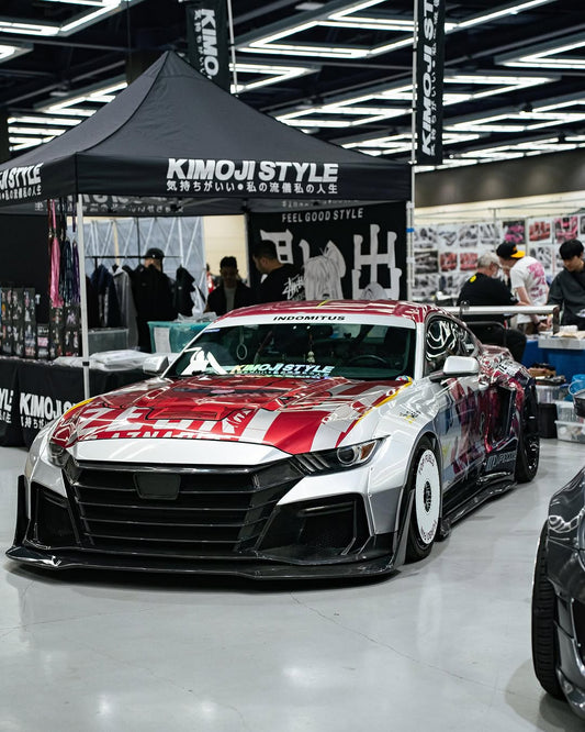 Ford Mustang Ecoboost V6 GT 5.0 S550.1 2015 2016 2017 with Aftermarket Parts - "DAWN" Front Bumper & Lip (Badge included) Carbon Fiber / FRP from Robot Craftsman