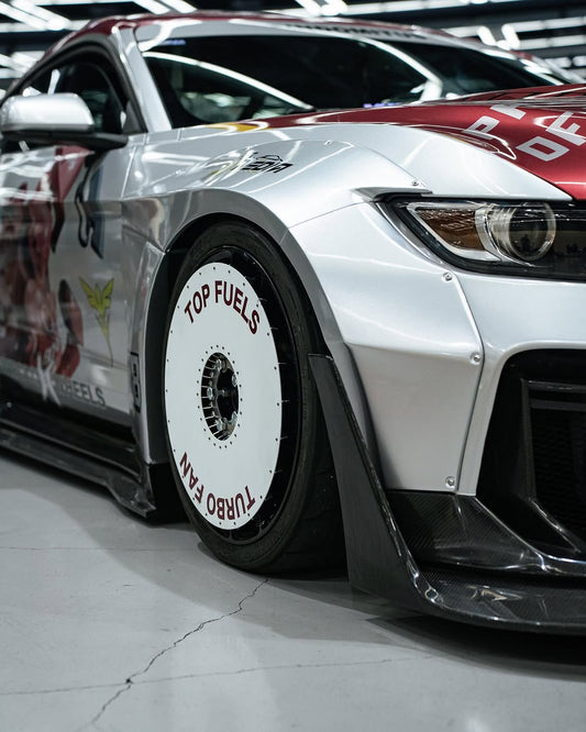 Ford Mustang Ecoboost V6 GT 5.0 S550.1 2015 2016 2017 with Aftermarket Parts - "DAWN" Front Bumper & Lip (Badge included) Carbon Fiber / FRP from Robot Craftsman