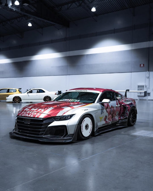 Ford Mustang Ecoboost V6 GT S550.1 2015 2016 2017 & Mustang Ecoboost V6 GT March1 Bullitt S550.2 2018 2019 2020 2021 2022 2023 with Aftermarket Parts - " DAWN & DUSK " Widebody Fender Flares Wheel Arches & Side Skirts Carbon Fiber / FRP from Robot Craftsman