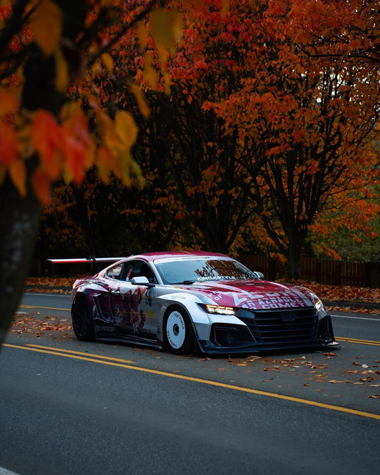 Ford Mustang Ecoboost V6 GT S550.1 2015 2016 2017 & Mustang Ecoboost V6 GT March1 Bullitt S550.2 2018 2019 2020 2021 2022 2023 with Aftermarket Parts - " DAWN & DUSK " Widebody Fender Flares Wheel Arches & Side Skirts Carbon Fiber / FRP from Robot Craftsman