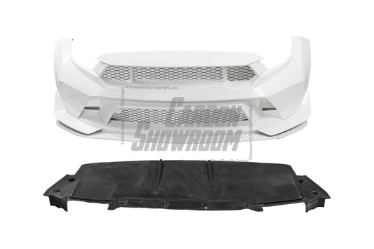 Ford Mustang Ecoboost V6 GT March1 Bullitt S550.1 S550.2 2015 2016 2017 2018 2019 2020 2021 2022 2023 (designed for ROBOT CRAFTSMAN S550 GTD Style widebody kit, S550.2 requires S550.1 headlight) with Aftermarket Parts - GTD Style Replacement Front Lip Only & Widebody Front Bumper & Lip Carbon Fiber FRP from Robot Craftsman