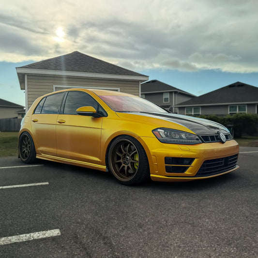 Volkswagen Golf R GTI Base MK7 MK7.5 2015 2016 2017 2018 2019 2020 2021 with Aftermarket Parts - Front Grill Replacement & ROBOT emblem cover Carbon Fiber / FRP from Robot Craftsman