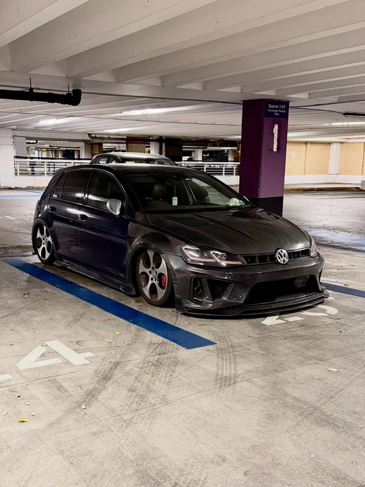 Volkswagen Golf R GTI Base MK7 MK7.5 2015 2016 2017 2018 2019 2020 2021 & Golf R GTI Base MK7 2015 2016 2017 & Golf R GTI Base MK7.5 2018 2019 2020 2021 with Aftermarket Parts - Front Lip & Front Bumper Carbon Fiber / FRP from Robot Craftsman