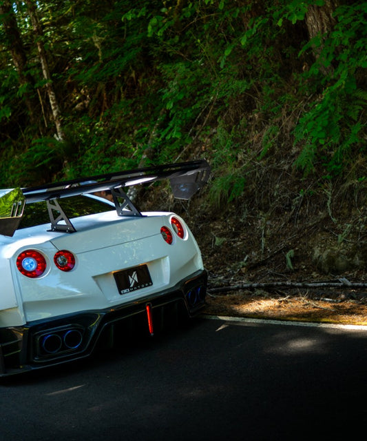 Nissan GTR Nismo T-Spec Black Edition Track Edition Premium Pure CBA DBA EBA 2008 2009 2010 2011 2012 2013 2014 2015 2016 2017 2018 2019 2020 2021 2022 2023 2024 with Aftermarket Parts - "Godzilla" Swan Neck Thor GT Wing Carbon Fiber / FRP from Robot Craftsman