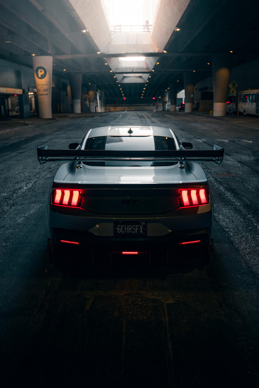 Ford Mustang Ecoboost V6 GT March1 Bullitt S550.1 S550.2 2015 2016 2017 2018 2019 2020 2021 2022 2023 (limits trunk functionality) with Aftermarket Parts - GTD Style Rear Spoiler Wing Carbon Fiber FRP from Robot Craftsman