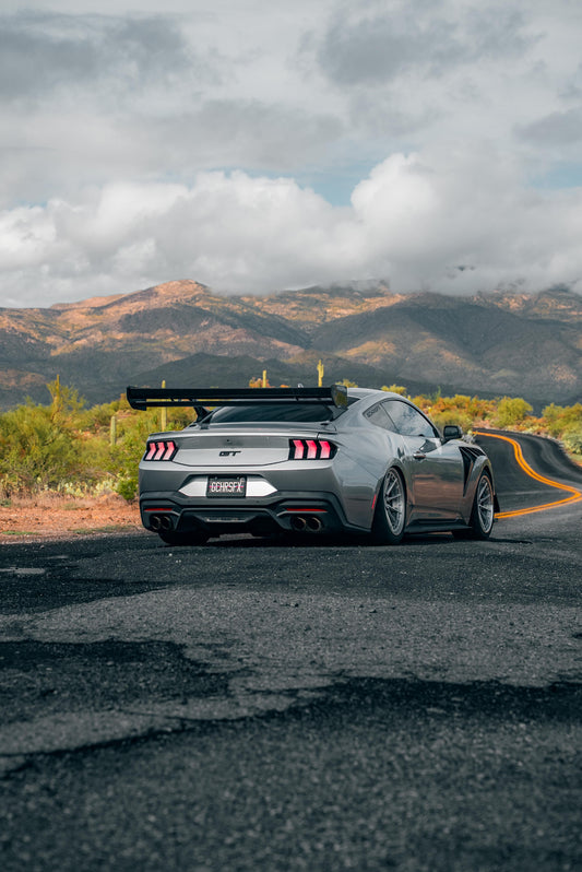Ford Mustang Ecoboost V6 GT March1 Bullitt S550.1 S550.2 2015 2016 2017 2018 2019 2020 2021 2022 2023 (limits trunk functionality) with Aftermarket Parts - GTD Style Rear Spoiler Wing Carbon Fiber FRP from Robot Craftsman