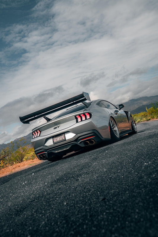 Ford Mustang Ecoboost V6 GT March1 Bullitt S550.1 S550.2 2015 2016 2017 2018 2019 2020 2021 2022 2023 (limits trunk functionality) with Aftermarket Parts - GTD Style Rear Spoiler Wing Carbon Fiber FRP from Robot Craftsman
