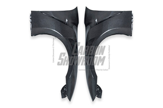 Nissan GTR Nismo T-Spec Black Edition Track Edition Premium Pure 2008 2009 2010 2011 2012 2013 2014 2015 2016 2017 2018 2019 2020 2021 2022 2023 2024 (slightly wider than stock, designed to be compatible with ROBOT CRAFTSMAN front bumper) with Aftermarket Parts - "Godzilla" Narrow Body Front Fenders Carbon Fiber / FRP from Robot Craftsman