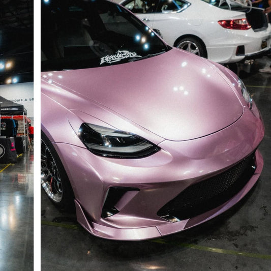 Tesla Model 3 Performance Long Range Standard Base 2017 2018 2019 2020 2021 2022 2023 with Aftermarket Parts - "HACKER" Narrow Body Front Bumper & Front Splitter Carbon Fiber / FRP from Robot Craftsman