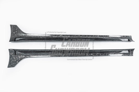 Tesla Model 3 Performance Long Range Standard Base 2017 2018 2019 2020 2021 2022 2023 with Aftermarket Parts - "Hacker" Narrow Body Side Skirts Carbon Fiber / FRP from Robot Craftsman