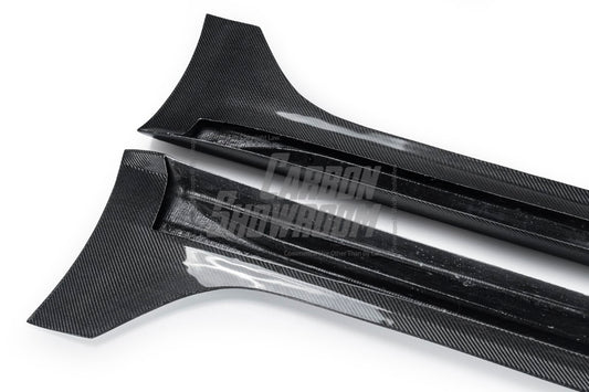 Tesla Model 3 Performance Long Range Standard Base 2017 2018 2019 2020 2021 2022 2023 with Aftermarket Parts - "Hacker" Narrow Body Side Skirts Carbon Fiber / FRP from Robot Craftsman