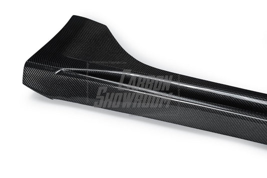 Tesla Model 3 Performance Long Range Standard Base 2017 2018 2019 2020 2021 2022 2023 with Aftermarket Parts - "Hacker" Narrow Body Side Skirts Carbon Fiber / FRP from Robot Craftsman