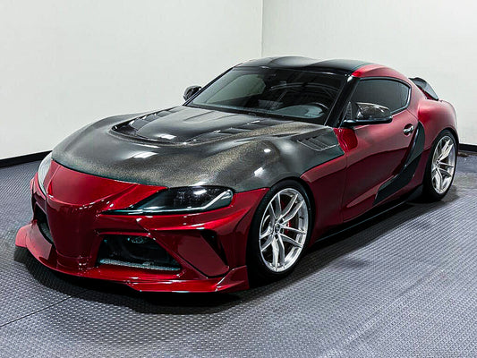 Toyota Supra MK5 A90 A91 3.0 2.0 2020-ON with Aftermarket Parts - "Hyperion" Narrow Body Front Bumper & Lip Carbon Fiber / FRP from Robot Craftsman