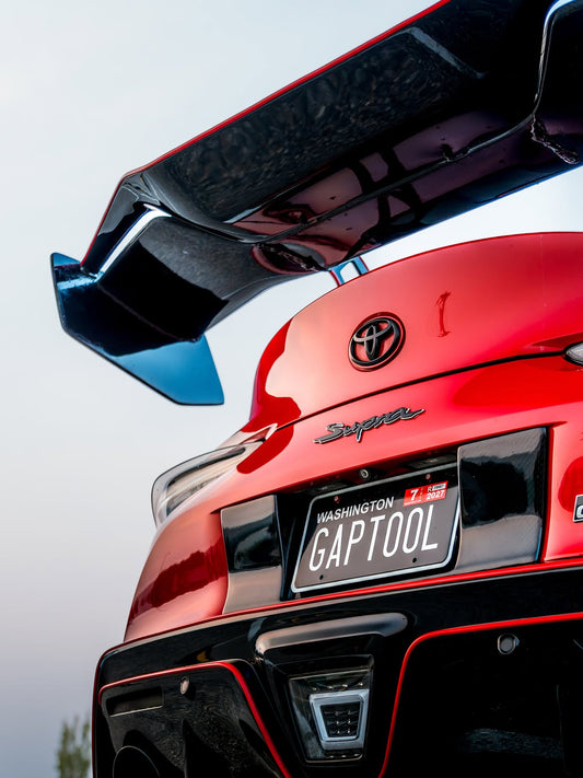 Toyota Supra MK5 A90 A91 3.0 2.0 2020 2021 2022 2023 2024 with Aftermarket Parts - Hyperion Rear Louvers & GT Wing Carbon Fiber / FRP from Robot Craftsman