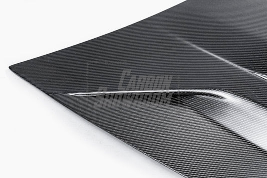 Tesla Model 3 Performance Long Range Standard Base 2017 2018 2019 2020 2021 2022 2023 with Aftermarket Parts - "Hacker" V2 Hood Bonnet Carbon Fiber / FRP from Robot Craftsman