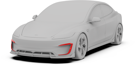 Tesla Model 3 Performance 2024-ON with Robot Craftsman's Aftermarket Parts - Upper Valences Hidrogai Carbon Fiber / FRP