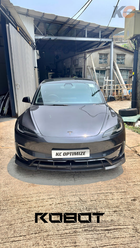 Tesla Model 3 Performance 2024-ON with Robot Craftsman's Aftermarket Parts - Front Lip Hidrogai V2 Carbon Fiber / FRP