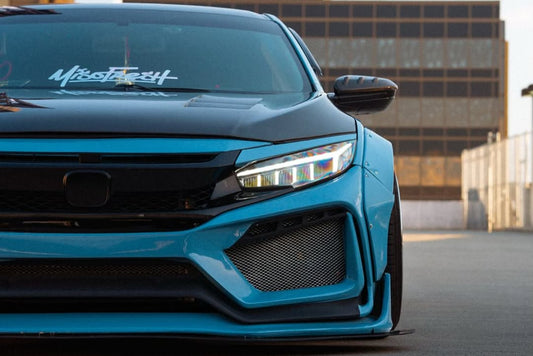 Honda Civic 10th Gen FC1 FC2 FC5 FC6 2016 2017 2018 2019 2020 2021 & Civic 10th Gen FC3 FC4 2017 2018 2019 2020 2021 & Civic 10th Gen FK7 2017 2018 2019 2020 2021 (compatible with ROBOT CRAFTSMAN front bumper) with Aftermarket Parts - Front Bumper & Front Lip Carbon Fiber / FRP from Robot Craftsman