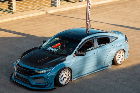 Honda Civic 10th Gen FC1 FC2 FC5 FC6 2016 2017 2018 2019 2020 2021 & Civic 10th Gen FC3 FC4 2017 2018 2019 2020 2021 & Civic 10th Gen FK7 2017 2018 2019 2020 2021 (compatible with ROBOT CRAFTSMAN front bumper) with Aftermarket Parts - Front Bumper & Front Lip Carbon Fiber / FRP from Robot Craftsman