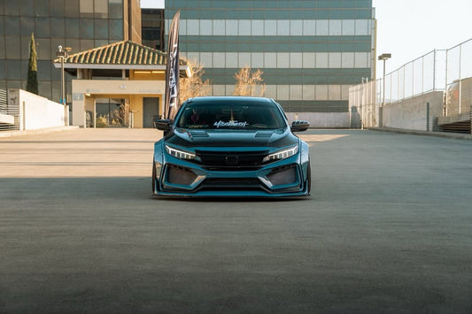 Honda Civic 10th Gen FC1 FC2 FC5 FC6 2016 2017 2018 2019 2020 2021 & Civic 10th Gen FC3 FC4 2017 2018 2019 2020 2021 & Civic 10th Gen FK7 2017 2018 2019 2020 2021 (compatible with ROBOT CRAFTSMAN front bumper) with Aftermarket Parts - Front Bumper & Front Lip Carbon Fiber / FRP from Robot Craftsman