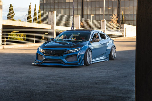 Honda Civic 10th Gen FC1 FC2 FC5 FC6 2016 2017 2018 2019 2020 2021 & Civic 10th Gen FC3 FC4 2017 2018 2019 2020 2021 & Civic 10th Gen FK7 2017 2018 2019 2020 2021 (compatible with ROBOT CRAFTSMAN front bumper) with Aftermarket Parts - Front Bumper & Front Lip Carbon Fiber / FRP from Robot Craftsman