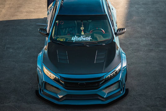 Honda Civic 10th Gen FC1 FC2 FC5 FC6 2016 2017 2018 2019 2020 2021 & Civic 10th Gen FC3 FC4 2017 2018 2019 2020 2021 & Civic 10th Gen FK7 2017 2018 2019 2020 2021 (compatible with ROBOT CRAFTSMAN front bumper) with Aftermarket Parts - Front Bumper & Front Lip Carbon Fiber / FRP from Robot Craftsman