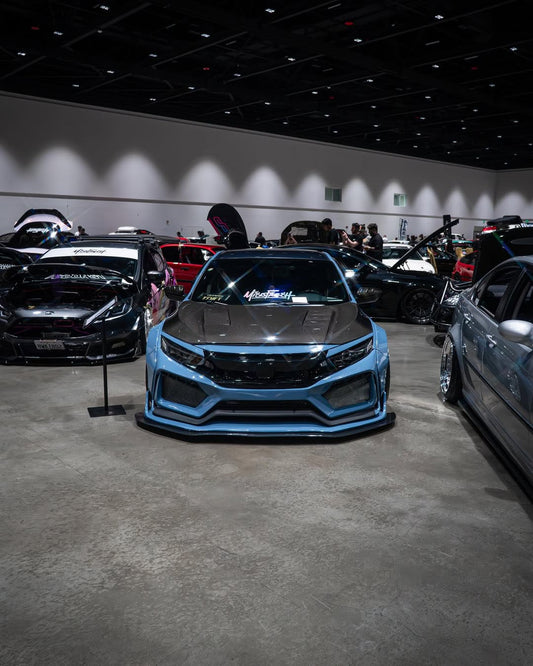 Honda Civic 10th Gen FC1 FC2 FC5 FC6 2016 2017 2018 2019 2020 2021 & Civic 10th Gen FC3 FC4 2017 2018 2019 2020 2021 & Civic 10th Gen FK7 2017 2018 2019 2020 2021 (compatible with ROBOT CRAFTSMAN front bumper) with Aftermarket Parts - Front Bumper & Front Lip Carbon Fiber / FRP from Robot Craftsman