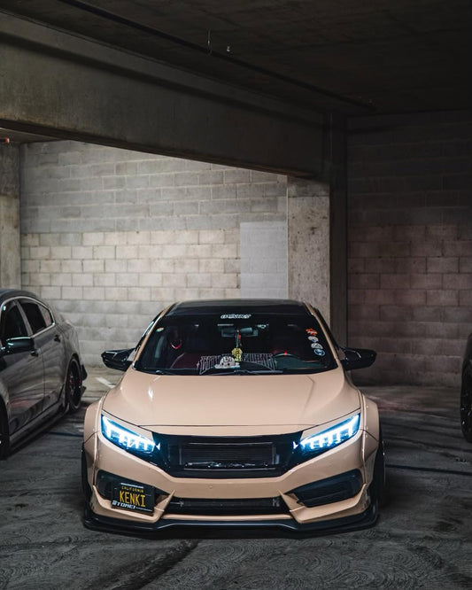 Honda Civic 10th Gen FC1 FC2 FC5 FC6 2016 2017 2018 2019 2020 2021 & Civic 10th Gen FC3 FC4 2017 2018 2019 2020 2021 & Civic 10th Gen FK7 2017 2018 2019 2020 2021 (compatible with ROBOT CRAFTSMAN front bumper) with Aftermarket Parts - Front Bumper & Front Lip Carbon Fiber / FRP from Robot Craftsman