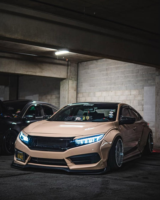 Honda Civic 10th Gen FC1 FC2  FC5 FC6 2016 2017 2018 2019 2020 2021 & Civic 10th Gen FC3 FC4 2017 2018 2019 2020 2021 & Civic 10th Gen FK7 2017 2018 2019 2020 2021 (compatible with ROBOT CRAFTSMAN front bumper) with Aftermarket Parts - Front Bumper & Front Lip Carbon Fiber / FRP from Robot Craftsman