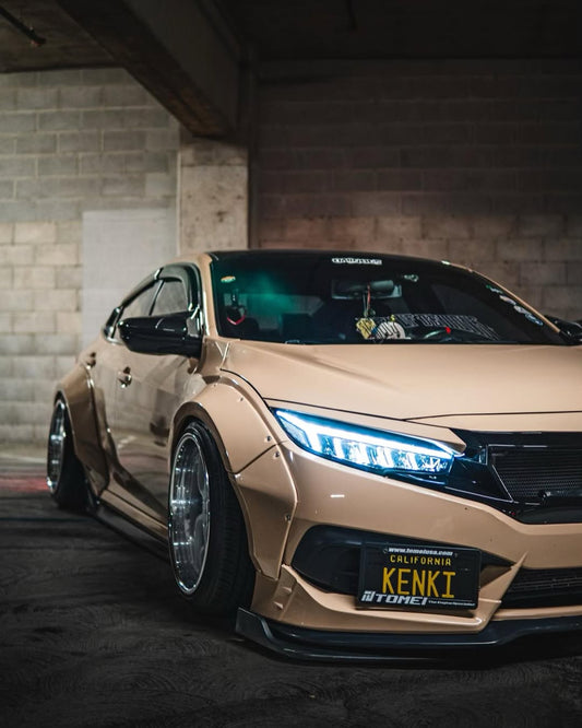 Honda Civic 10th Gen FC1 FC2 FC5 FC6 2016 2017 2018 2019 2020 2021 & Civic 10th Gen FC3 FC4 2017 2018 2019 2020 2021 & Civic 10th Gen FK7 2017 2018 2019 2020 2021 (compatible with ROBOT CRAFTSMAN front bumper) with Aftermarket Parts - Front Bumper & Front Lip Carbon Fiber / FRP from Robot Craftsman