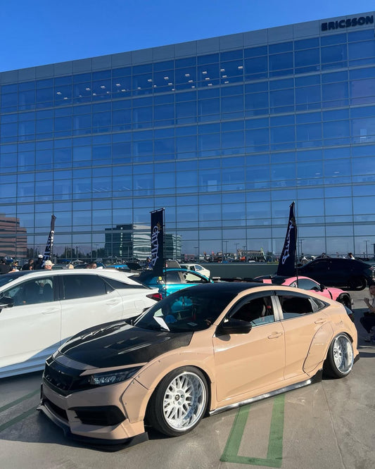 Honda Civic 10th Gen FC1 FC2 FC5 FC6 2016 2017 2018 2019 2020 2021 & Civic 10th Gen FC3 FC4 2017 2018 2019 2020 2021 & Civic 10th Gen FK7 2017 2018 2019 2020 2021 (compatible with ROBOT CRAFTSMAN front bumper) with Aftermarket Parts - Front Bumper & Front Lip Carbon Fiber / FRP from Robot Craftsman