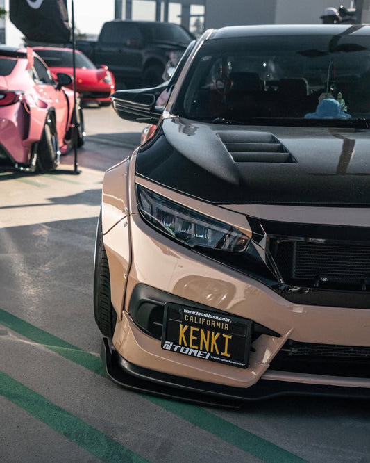 Honda Civic 10th Gen FC1 FC2 FC5 FC6 2016 2017 2018 2019 2020 2021 & Civic 10th Gen FC3 FC4 2017 2018 2019 2020 2021 & Civic 10th Gen FK7 2017 2018 2019 2020 2021 (compatible with ROBOT CRAFTSMAN front bumper) with Aftermarket Parts - Front Bumper & Front Lip Carbon Fiber / FRP from Robot Craftsman