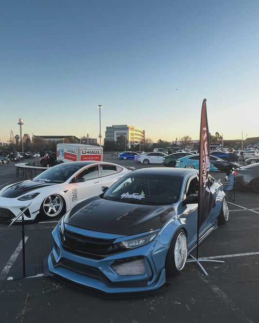 Honda Civic 10th Gen FC1 FC2 FC5 FC6 2016 2017 2018 2019 2020 2021 & Civic 10th Gen FC3 FC4 2017 2018 2019 2020 2021 & Civic 10th Gen FK7 2017 2018 2019 2020 2021 (compatible with ROBOT CRAFTSMAN front bumper) with Aftermarket Parts - Front Bumper & Front Lip Carbon Fiber / FRP from Robot Craftsman