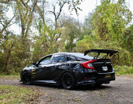 Honda Civic 10th Gen FC1 FC2 FC5 FC6 2016 2017 2018 2019 2020 2021 & Civic 10th Gen FC3 FC4 2017 2018 2019 2020 2021 with Aftermarket Parts - Rear Spoiler Wing Carbon Fiber / FRP from Robot Craftsman