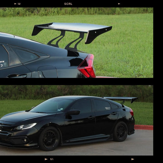 Honda Civic 10th Gen FC1 FC2 FC5 FC6 2016 2017 2018 2019 2020 2021 & Civic 10th Gen FC3 FC4 2017 2018 2019 2020 2021 with Aftermarket Parts - Rear Spoiler Wing Carbon Fiber / FRP from Robot Craftsman