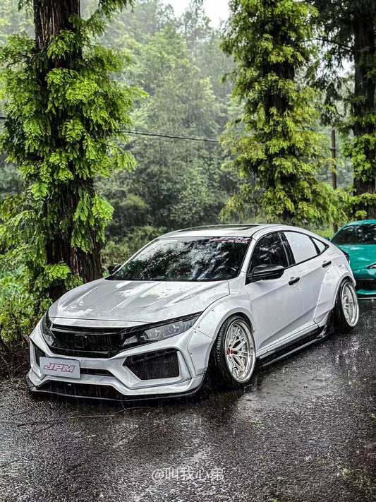 Honda Civic 10th Gen FC1 FC2 FC5 FC6 2016 2017 2018 2019 2020 2021 & Civic 10th Gen FC3 FC4 FK7 2017 2018 2019 2020 2021 with Aftermarket Parts - V2 Hood Bonnet Carbon Fiber / FRP from Robot Craftsman