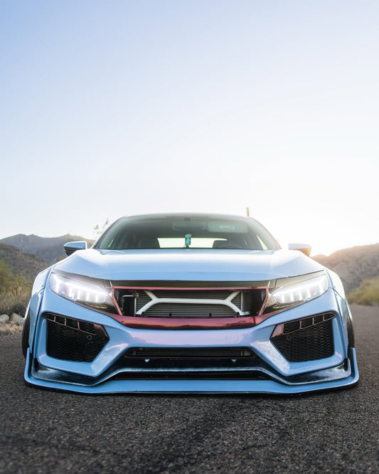 Honda Civic 10th Gen FC1 FC2 FC5 FC6 2016 2017 2018 2019 2020 2021 & Civic 10th Gen FC3 FC4 2017 2018 2019 2020 2021 & Civic 10th Gen FK7 2017 2018 2019 2020 2021 (compatible with ROBOT CRAFTSMAN front bumper) with Aftermarket Parts - Front Bumper & Front Lip Carbon Fiber / FRP from Robot Craftsman