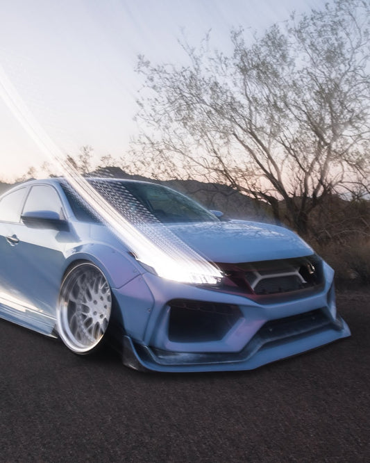 Honda Civic 10th Gen FC1 FC2 FC5 FC6 2016 2017 2018 2019 2020 2021 & Civic 10th Gen FC3 FC4 2017 2018 2019 2020 2021 & Civic 10th Gen FK7 2017 2018 2019 2020 2021 (compatible with ROBOT CRAFTSMAN front bumper) with Aftermarket Parts - Front Bumper & Front Lip Carbon Fiber / FRP from Robot Craftsman