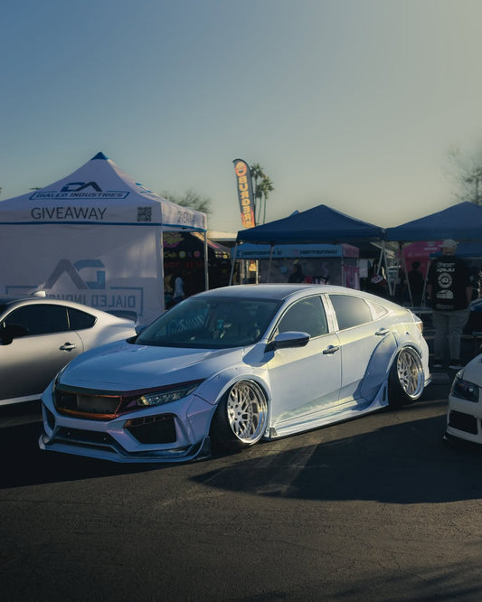 Honda Civic 10th Gen FC1 FC2 FC5 FC6 2016 2017 2018 2019 2020 2021 & Civic 10th Gen FC3 FC4 2017 2018 2019 2020 2021 & Civic 10th Gen FK7 2017 2018 2019 2020 2021 (compatible with ROBOT CRAFTSMAN front bumper) with Aftermarket Parts - Front Bumper & Front Lip Carbon Fiber / FRP from Robot Craftsman